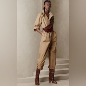 Banana Republic Camel Jumpsuit with Chestnut Details
